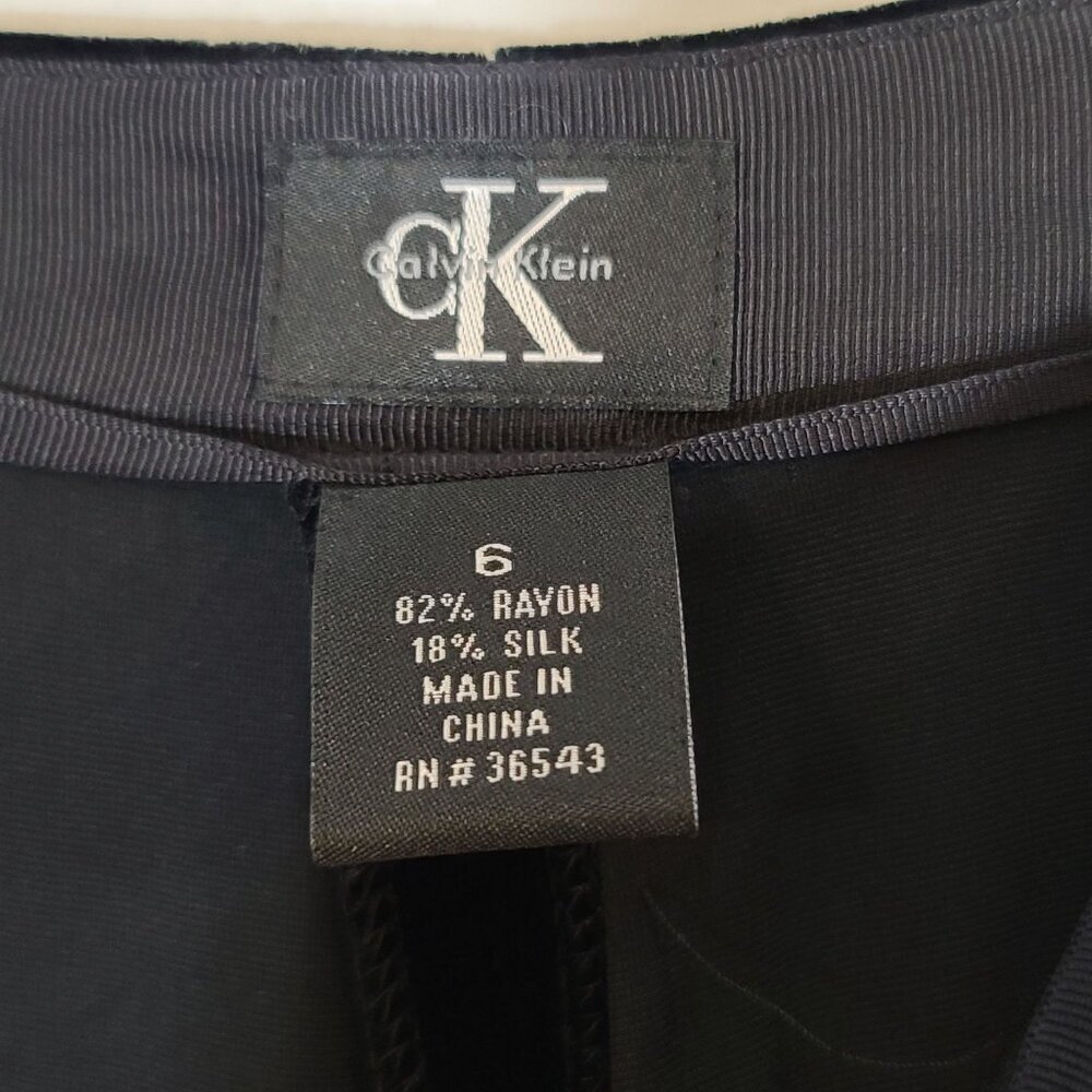 Calvin Klein High Waisted Velvet Silk Blend‎ Black Dress Pants Boot Cut Size 6 - Picture 6 of 8